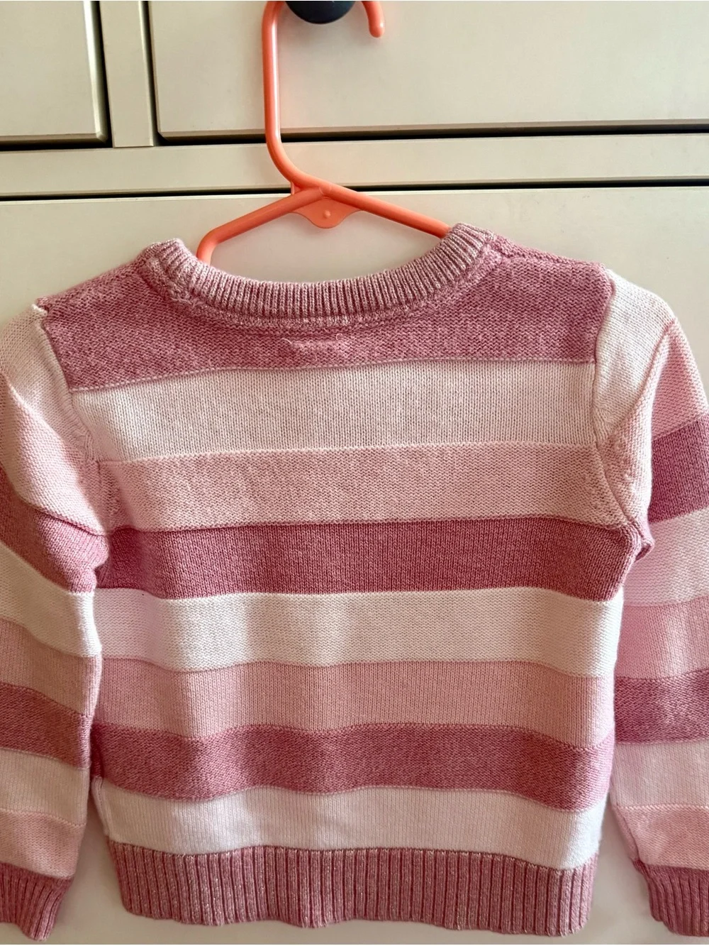 GAP Pink & Sparkles Striped Crewneck Sweater